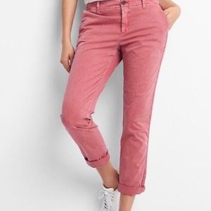 GAP Girlfriend Chino Pants Stretch Mid Rise Ankle Red Sequoia Coral/Pink Women 8